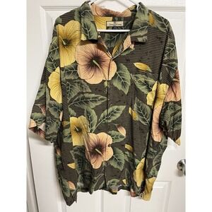 Tommy Bahama Floral Silk Cotton Relaxed Short Sleeve Button-Up Shirt XXL
